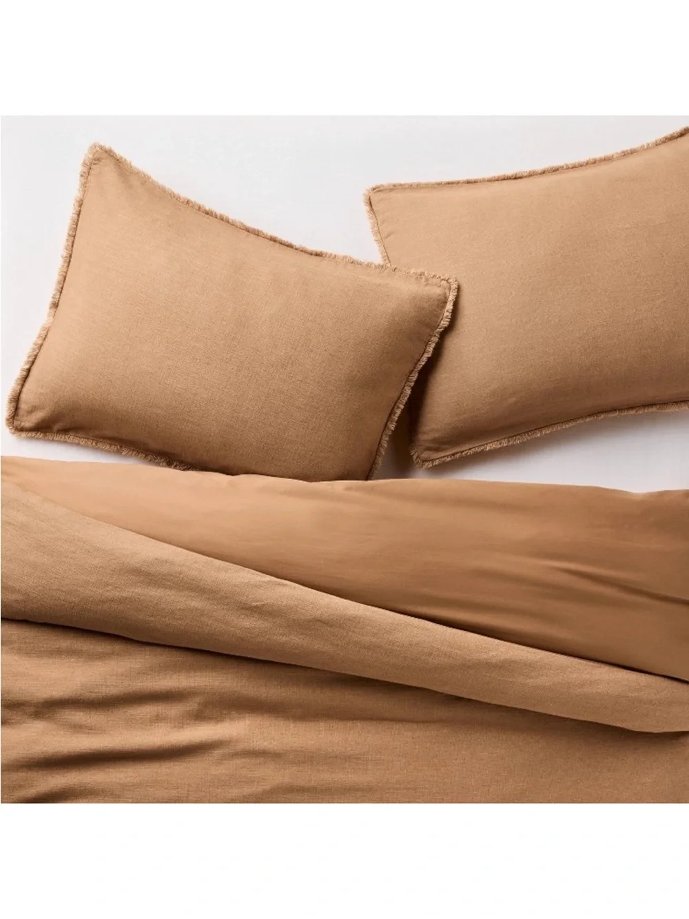 NWT King Heavyweight Linen Blend Duvet Cover & Sham Set Warm Brown - Casaluna